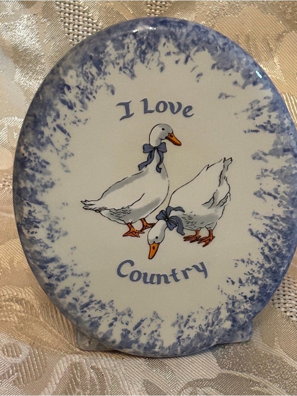 Goose theme Planter and snack dish Blue and White